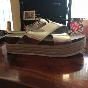 Steve Madden Women’s Silver Hassies Espadrilles